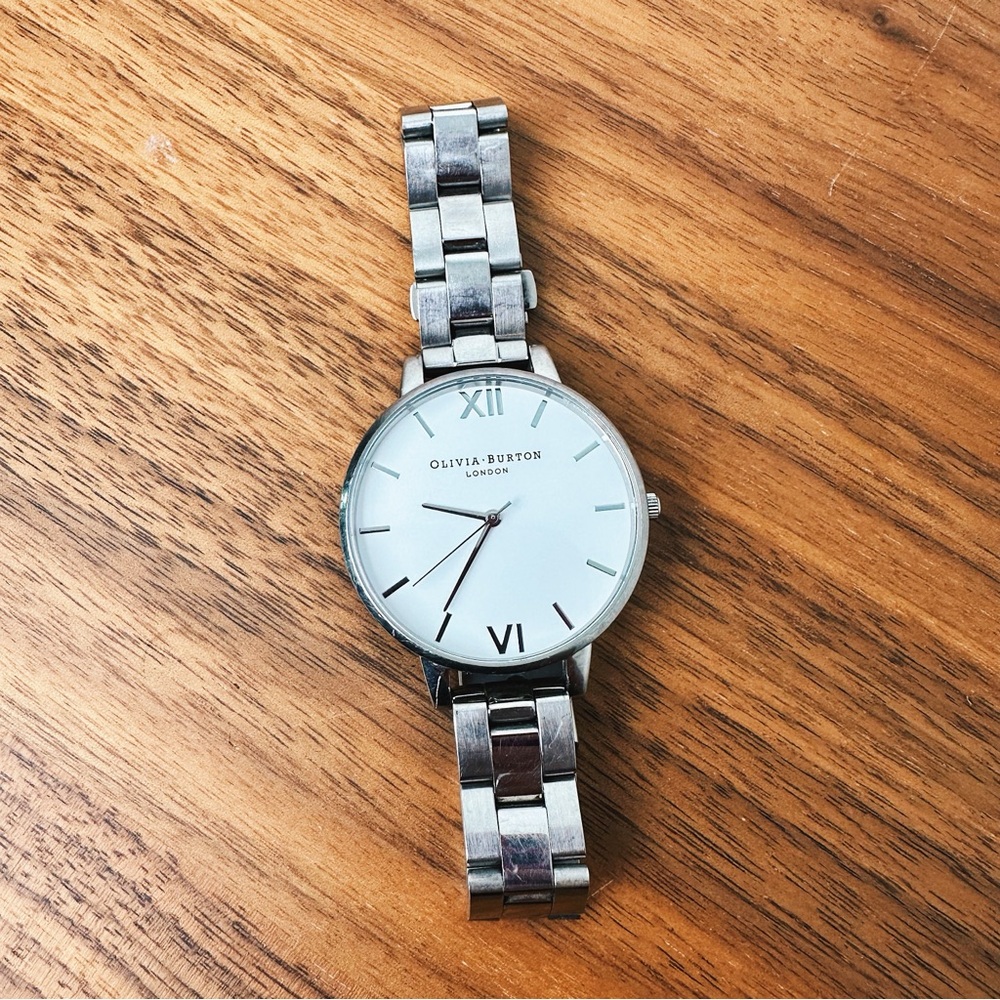 Olivia Burton Classic Round Silver Bracelet Watch with White Dial